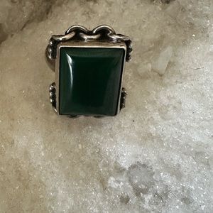 Silver malachite ring